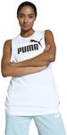 PUMA Womens ESS Cut Off Logo Tank Top Shirt, Puma White, Small US