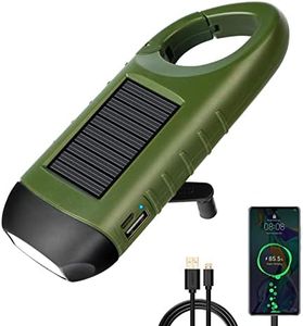 prunus Lampe de poche Solaire, Lampe Torche à Led USB Rechargeable, Petite Lampe de Poche avec Boucle de Randonnée, Lampe Torch à Dynamo avec Manivelle et Panneau Solaire pour l'Extérieur/le Camping