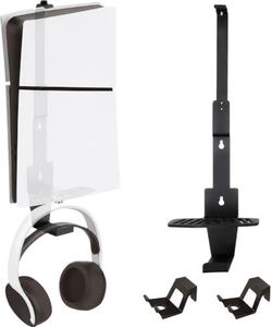 AEWOTING PS5 Wall Mount, Heavy-Duty Steel Mount Kit for Protection & Cooling with 2 Controller Holder and Headset Holder,Compatible with All PS5 Models Including Slim, Pro, Original(Black)