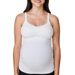 Bravado! Basics Women's Seamless Maternity Nursing Tank Top Cami for Breastfeeding with Adjustable Straps, White, Medium