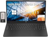 HP 15.6" HD Laptop, Intel N200 Processor, 16GB RAM, 288GB Storage(128GB SSD+160GB Docking Station Set), Intel UHD Graphics, Numeric Keypad, HD Webcam, Wi-Fi 6, 1 Year Office 365, Win 11 S, Black
