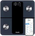 Vitafit Smart Bathroom Scales for Body Weight, Weighing Scales Professional Factory SINCE 2001, App Sync 13 Body Composition including BMI, Body Fat and Muscle, 28st/400lb/180kg, Black