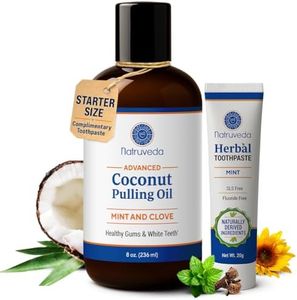 Natruveda Coconut Oil Pulling Mouthwash – 8 oz, Virgin Clove & Mint Blend, Ayurvedic Oral Rinse for Teeth Whitening, Natural Mouthwash for Gums, Gentle Pulling Oil for Daily Use