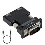 HDMI to VGA Adapter HDMI Female to VGA Male Converter Connector Adapter with Full HD 1080P Jack Stereo Audio Video Output HDMI to VGA Cable for Monitor TV Computer Laptop PC Projector and More Silver