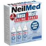 NeilMed NasaMist Saline Spray 177mL. All Natural pH Balanced & Buffered Solution - Soothe, Moisturize and Cleanse Using Specially Designed tip. Contains 3 canisters