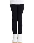 Adorel Girls' Fleece Lined Leggings Winter Pants Thermal Cotton Solid Color Black 5-6 Years (Manufacturer Size 120)