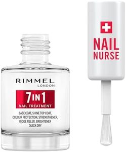 Rimmel London Soin des ongles - Base & Top Coat 7 en 1 polyvalents, sèche rapidement, fini lisse, protège les ongles, scelle la couleur, formule vegan 12 ml
