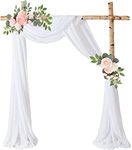 PARTISKY Wedding Arch Draping Fabric,1 Panel 18FT White Drapes Chiffon Fabric Drapery Decorations for Ceremony Reception Party Ceiling Backdrop