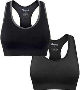 BAOMOSI Women's Seamless Racerback Sports Bra High Impact Support Yoga Gym Workout Fitness, 2pcs (Black,grey), Medium