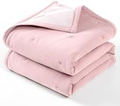 Lulu moon Baby Crib Blanket - Jersey Cotton Crib Quilt for Infant and Toddler Bedding - Lightweight Nursery Quilted Blanket for Girls and Boys 30x40''(Pink)