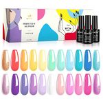 Wowfun 25Pcs Gel Polish Set, Neon Colors Spring Gel Nail Polish Kit with Base Top Coat Popular Summer Nail Polish Color Manicure Kit Nail Art DIY at Home