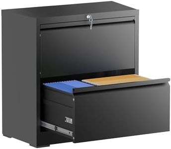 FOSTOKO Lateral File Cabinet with Lock, 2 Drawer Filing Cabinet, Metal File Cabinets for Home Office, Steel Heavy-Duty Filing Storage Cabinet for Letters/Legal/A4 (Require Assembly, Black)