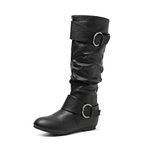 DREAM PAIRS Women's URA Black Knee High Low Hidden Wedge Boots Size 5 M US