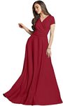 koh koh Plus Size Womens Long Cap Short Sleeve V-Neck Flowy Cocktail Slimming Summer Sexy Casual Formal Sun Sundress Work Cute Gown Gowns Maxi Dress Dresses, Red 2XL 18-20