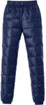 Tapasimme Men's Winter Warm Loose Packable Down Pants Puffer High Waisted Nylon Compression Lightweight Snow Trousers (X-Small, Navy)