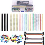 Glarks 248Pcs 40 Pin Breakaway Pin Headers and 2.54mm Circuit Board Jumper Caps with Breadboard Jumper Wire Ribbon Cables Connectors Assortment Set for Electronic Technology Arduino DIY