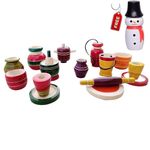 Channapatna Toys Traditional Wooden Cooking/Kitchen Toy Play Set for Kids, Girls, Boys, Baby (2 Years+) -16 Pieces Toy Set - Multicolor- Pretend & Play Preschool Toy, Improves fine Motor Skills