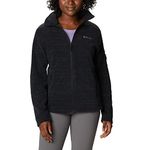 Columbia Women's Fast Trek Jacket, Full Zip Fleece Jacket, Black Spacedye Print, Size L