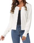 Newshows Women's Solid Button Down Long Sleeve Classic Crew Neck Knit Cardigan Sweater(White,Small)