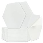 BXI Sound Absorber - 16 Pack Self-adhesive 14.2 X 12.3 X 0.4 Inches Acoustic Absorption Panels, Hexagon Sound Absorbing Panels for Wall and Ceiling Acoustic Treatment (White)