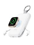 RORRY CharmGo Portable Charger, 10000mAh PD 20W Fast Charging Portable Charger Power Bank with Built in Cables, Travel Battery Pack for iPhone 15/14/13 and Apple Watch Ultra/9/8/7/6/5/4/3/2, White