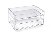 OSCO Medium Clear Acrylic 3 Drawer Chest | A5 | Pin storage | Jewellery | Paperclips | Crayons | Pens | Pencils | Small Stationery | H11 x W23 x D17 cm |