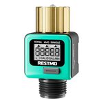 RESTMO Water Flow Meter, Digital Control | 4 Measure Modes | Display Gallon/Liter Usage and Flow Rate | Ideal to Track Outdoor Garden Hose Watering and RV Water Tank Filling