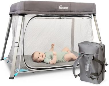 Hiccapop TravelPod Portable Crib for Baby, Lightweight, Foldable Travel Crib for Baby and Toddlers with Zippered Door, Waterproof Base & Carry Bag