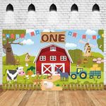 Farm Birthday Backdrop Party Decorations: Cartoon Barn Animal Theme Birthday Photo Banner for 1st Birthday - Barnyard Boys First Bday Supplies 5x3ft