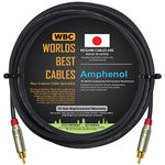 WORLDS BEST CABLES 10 Foot – High-Def. Mono-RCA, S/PDIF, Sub-Woofer Cable Custom Made Using Mogami 2964 Wire and Amphenol ACPR-SRD Die-Cast, Gold Plated RCA Connectors