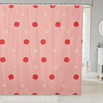 Erosebridal Girls Strawberry Bathtubs Shower Curtain Set Kawaii Bath Curtain 72" Wx72 L,Cute Lovely Shower Curtain for Kids Child Cartoon Fruit,Novelty Funny Food Daisy Flowers Bathroom Decor