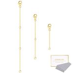 Gold Necklace Extenders,14K Gold Chain Extenders with Lobster Clasp, Durable Plated Solid Brass Necklace Bracelet Anklet Extension Chains(2 4 6 Inches, 3PCS)