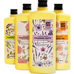 Bubble Bath for Women Adults, 4 Pack Scented Bubble Bath Spa Gift Set for Women Relaxing, Lavender Rose Eucalyptus Chamomile with Shower Gel, Ladies Foaming Bath Variety