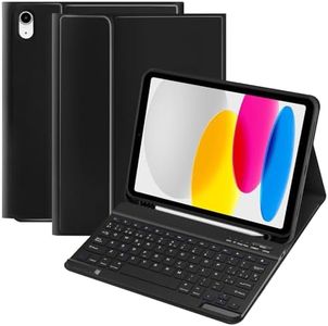 TQQ Teclado iPad 10 Generación, Funda iPad 10 Generación con Teclado (QWERTY Español Ñ), Ultra Delgada, Retirable y Conexión inalámbrica Bluetooth, Compatible con iPad 10a generación 10,9" 2022