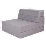 SAPPHIRE Tri-Fold Foam Mattress - The Perfect 12cm Futon Z Bed & Sofa chair for Guests and More! (Single Grey) with 100% Foam Filling