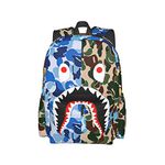 Vkaxopt Backpack Shark Teeth Camo Backpacks Travel Laptop Daypack Big Capacity Bookbag Fashion Durable for Men and Women, Blue Shark Camo, One Size, Fashion