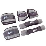 66fit Ankle/Wrist and Dumbbell Weight Set 6 Pieces - Grey/Black to Add Resistance Exercises and Workouts. Walking, Jogging, Running, Workout, Burns Calories, Suitable For Men and Women.