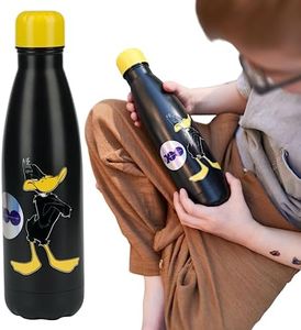 Warner Bros Looney Tunes Botella De Agua Acero Inoxidable 500 ml Reutilizable Botella Térmica Sin BPA Con Pared Doble Aislamiento Para Niños Gimnasio Oficina Colegio Yoga 0,5l Daffy Duck