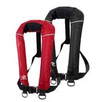 2pcs Floattop Adult Automatic Inflatable PFD Life Jacket Life Vest 150N Buoyancy with 33 gram co2 Cylinder (1pcs Red +1pcs Black)