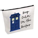 Who TV Show Cosmetic Bag Medical Doctor Makeup Bag Keep Calm I'm The Doctor Zipper Pouch Police Box Fans Gift (The Doctor CA)