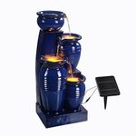 Teamson Home 73 cm 4-Tier Cascading Bowl Solar Powered Water Fountain for Outdoor Living Spaces, Navy