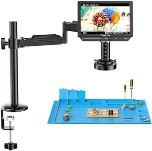 TOMLOV Autofocus 4K Digital Microscope, 8" TM4K-AF Flex Arm HDMI Micro Soldering Microscope for Adults, Coin Microscope with Ring Light, 52MP LCD Microscopes with Screen, Electronics Repair Mat, 64G