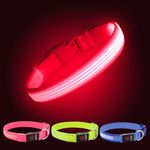 YFbrite Light up Dog Collar, Rechargeable LED Dog Collar, Adjustable Reflective Dog Collar Safety Glowing at Night For Puppy, Small, Medium and Large Dogs (Design 2-Pink, Medium)