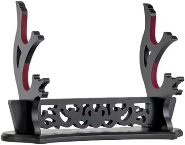 FLURSAILE Sword Stand Hollow Pattern Sword Rack, Katana Stand Wands Display Stand, Samurai Sword Stand Holder (2-Tier)