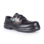 KPR Men's Women's O-010 Black Leather CSA Approved Green Triangle Comfort Oxford LACE UP Slip Resistant Safety Shoes, Men's US 10