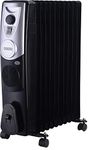 USHA OFR 4211 F PTC 2500W Oil Filled Radiator Room Heater with 11 Fins, 3 Heat Settings, Adjustable Thermostat, Built-in Fan, Overheat & Tip-Over Protection (Black)
