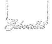Silver Gabriella Name Necklace Heart Charm Pendant Stainless Steel Mother Day Jewelry for Best Friends Familys 16"
