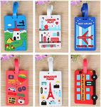 6 Pcs Luggage Label,Bag Tag for Suitcase,Colorful Waterproof Rubber Luggage Tag with Name ID Card and Strap, Baggage Tag Label, Travel Tags for Identification