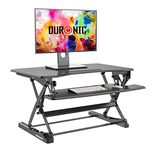 Duronic Standing Desk Converter DM05D23 Adjustable Sit Stand Desks Workstation Wood Height Adjusting Sitting Riser for Office Table PC Laptops Computer Monitor Screen Keyboard and Mouse