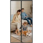 Magnetic Screen Door 36"W x 82"H, Fits Door Size to 34"W x 80"H, Heavy Duty Fiberglass Moustiquaire Magnétique, Screen Mesh with Automatic Block Closure, Walk Through Easily for Kids Pets